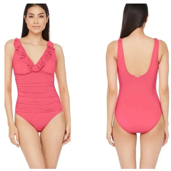 Ralph Lauren Ruffled Over the Shoulder One Piece - Picture 1 of 9